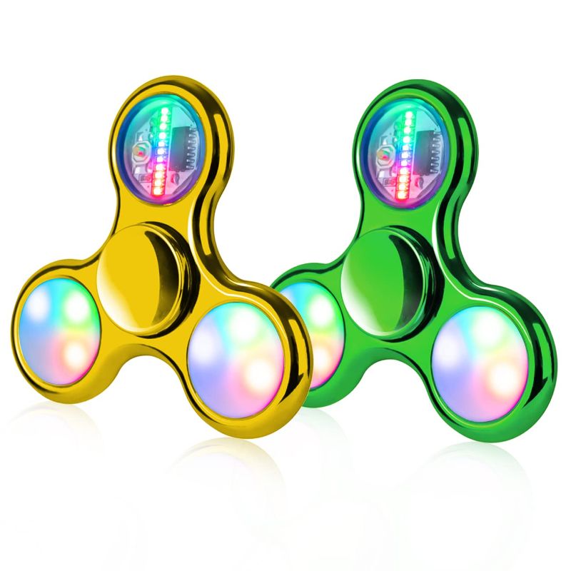 Photo 1 of FIGROL Fidget Spinner, 2 Pack Fidget Toy Led Light Rainbow Finger Toy Hand Fidget Spinner-for Kids with ADHD Anxiety Stress Reducer(Yellow&Green)