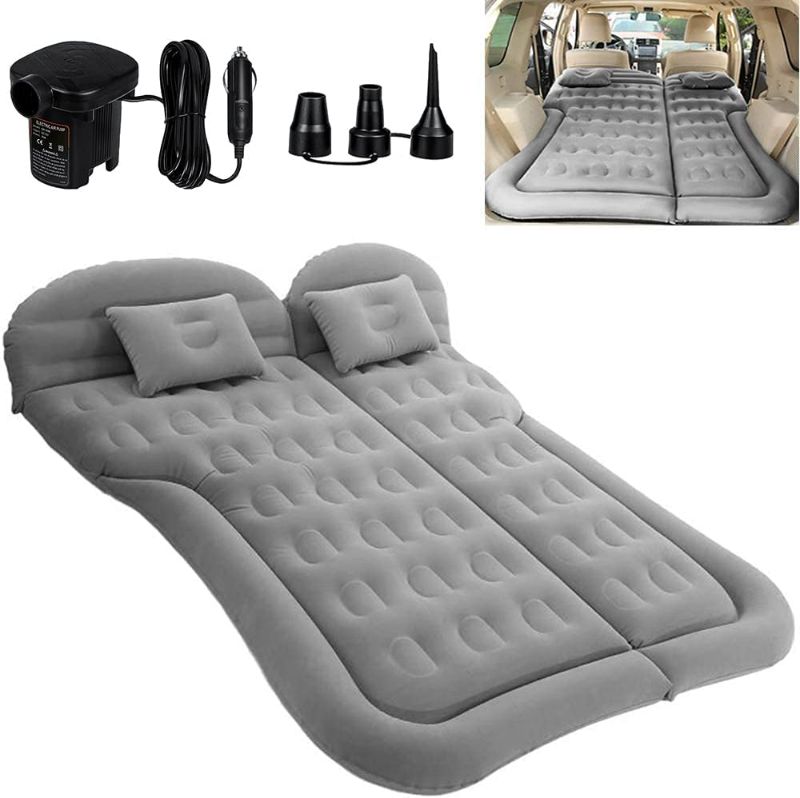 Photo 1 of SAYGOGO SUV Air Mattress Camping Bed Cushion Pillow - Inflatable Thickened Car Air Bed with Air Pump Portable Sleeping Pad Mattress for Home Car Travel Camping Upgraded Version - Grey
