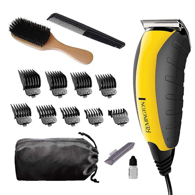 Photo 1 of Remington HC5855 Virtually Indestructible Haircut Kit & Beard Trimmer, Hair Clippers for Men (15 pieces) , Yellow
