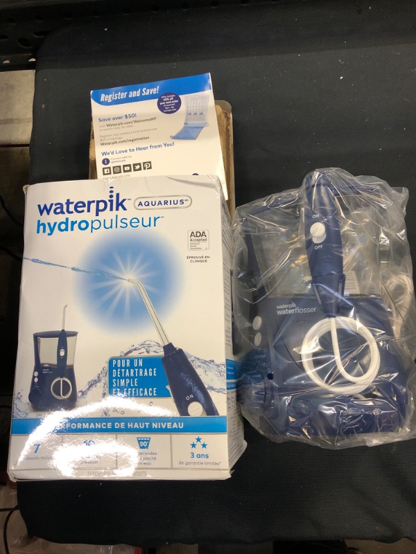 Photo 2 of Waterpik Aquarius Water Flosser Professional For Teeth, Gums, Braces, Dental Care, Electric Power With 10 Settings, 7 Tips For Multiple Users And Needs, ADA Accepted, Blue WP-663
