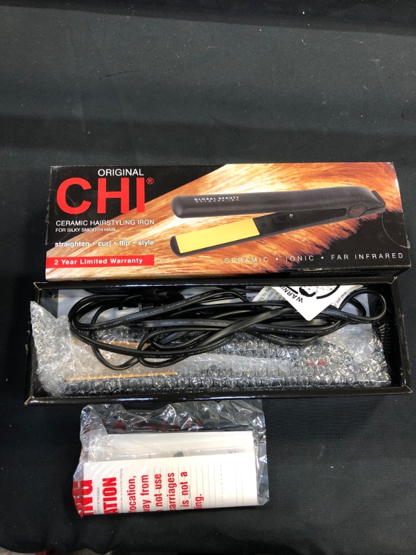 Photo 2 of CHI Original Ceramic Hair Straightening Flat Iron | 1" Plates | Black | Professional Salon Model Hair Straightener | Includes Heat Protection Pad
