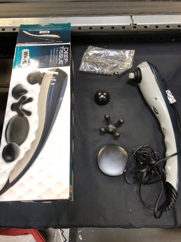 Photo 2 of Wahl Deep Tissue Long Handle Percussion Massager - Handheld Therapy with Variable Intensity to Relieve Pain in The Back, Neck, Shoulders, Muscles, & Legs for Arthritis - Model 4290-300 MISSING TWO PARTS 
