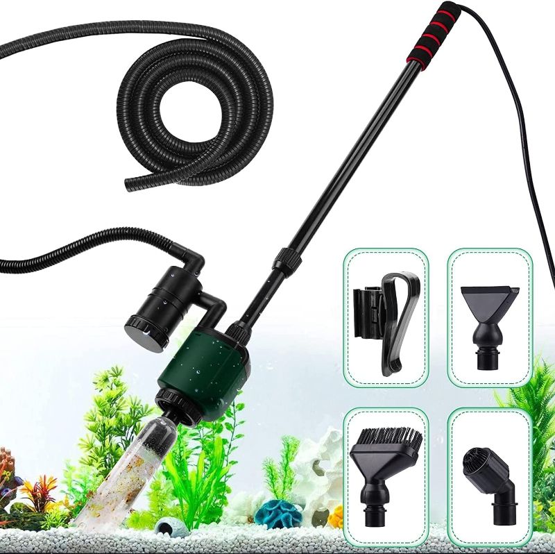 Photo 1 of QODISA Aquarium Gravel Cleaner, New Upgrade Quick Vacuum Water Changer with Electric Automatic Removable Fish Tank Cleaning Tools Sand Cleaner Accessories Siphon Universal Pump Aquarium Water Changing
