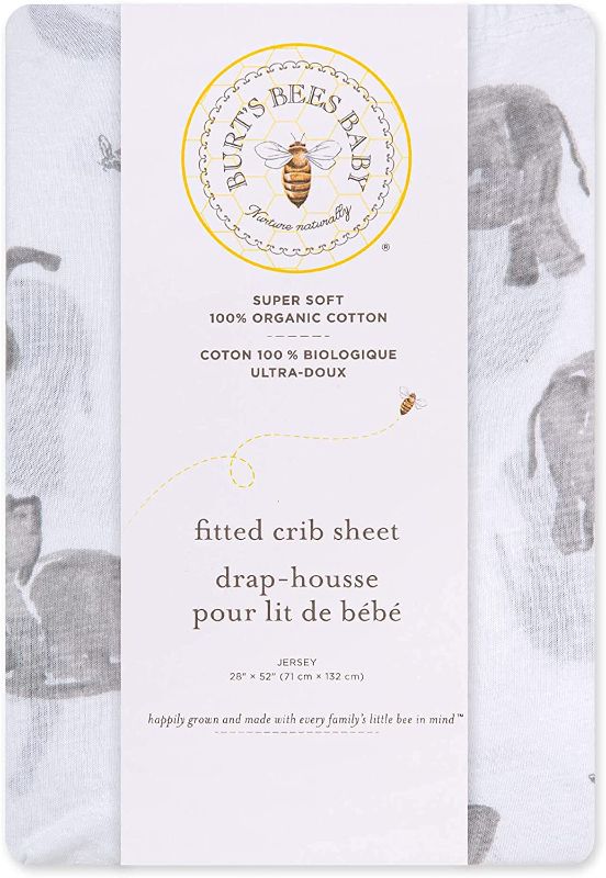 Photo 2 of Burt's Bees Baby Fitted Crib Sheet, Girls Boys & Unisex 100% Organic Cotton for Standard & Toddler Mattresses, Dimensions: W28" X L52" 
