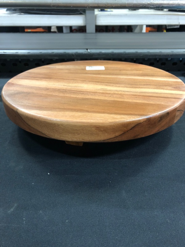 Photo 2 of 13&#34; Round Footed Wood Serve Stand Brown - Hearth &#38; Hand&#8482; with Magnolia