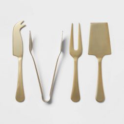 Photo 1 of 4pc Stainless Steel Cheese Serving Set Gold - Threshold™

