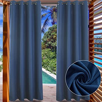 Photo 1 of  Patio Curtains Outdoor Waterproof - Grommet Blackout Porch Blinds Pergola Drapes Deck Decor Shade Canaba Curtain Panels for Canopy/Balcony Privacy, Navy Blue, W52 by L84 Inch, 1 Pc