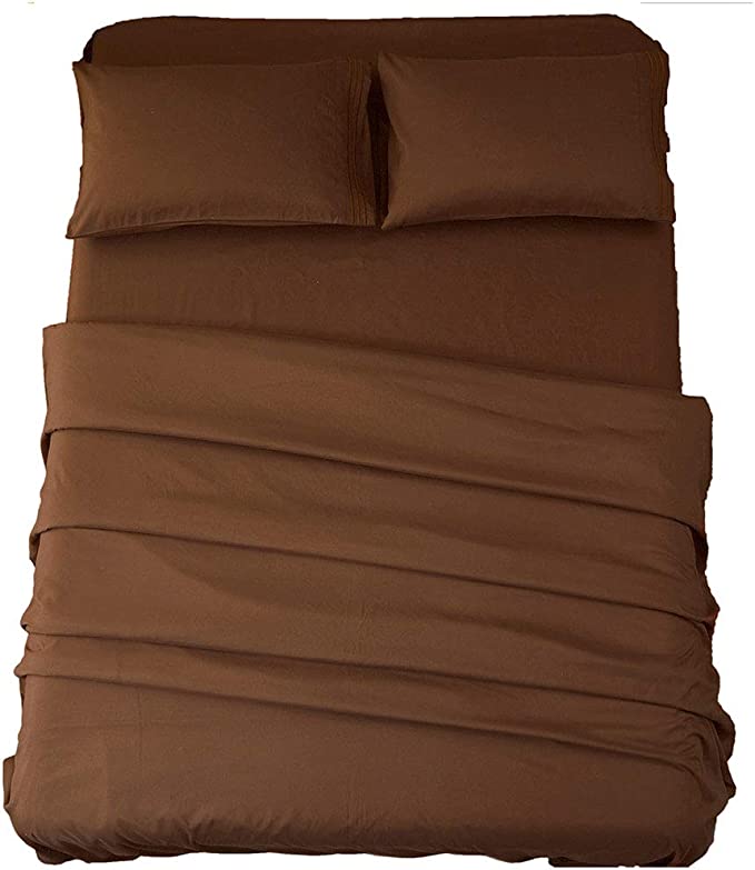 Photo 1 of  Sheets Super Soft Microfiber 1800 Thread Count 16 Inch Deep Pocket 4 Piece Queen Brown Queen size 