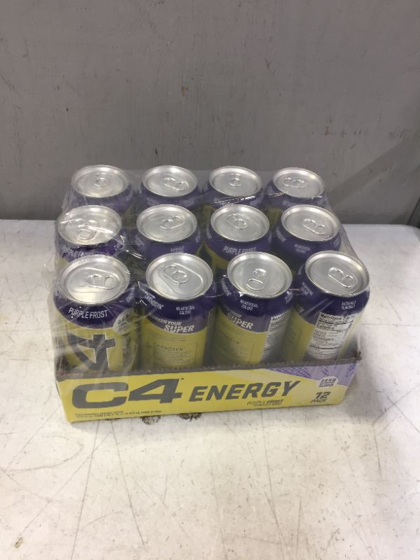 Photo 2 of C4 Energy Carbonated Zero Sugar Energy Drink, Pre Workout Drink + Beta Alanine, Purple Frost, 16 Fl Oz (Pack of 12) Purple Frost 16 Fl Oz (Pack of 12) (BB FEB 2024)