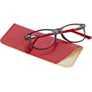 Photo 1 of Blue Light Blocking Glasses Girls & Boys | Anti Eyestrain Blue Light Glasses Kids Computer Gaming Glasses (Ages 3-10) | Flexible Grey Square Frames with Red Temples Video Phone Screen Eyeglasses
