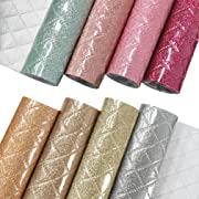 Photo 1 of 8 Pcs Shiny Plaid Synthetic PU Leather Embroidery Plaid Faux Leather Sheets for Sewing DIY Crafts 8x12 inch (21cmx30cm) (Plaid-Light Color)

