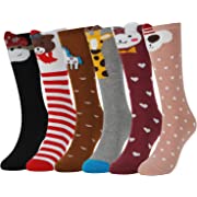 Photo 1 of Flanhiri Kids Toddler Girls Knee High Socks Cartoon Animal Warm Cotton Stockings
