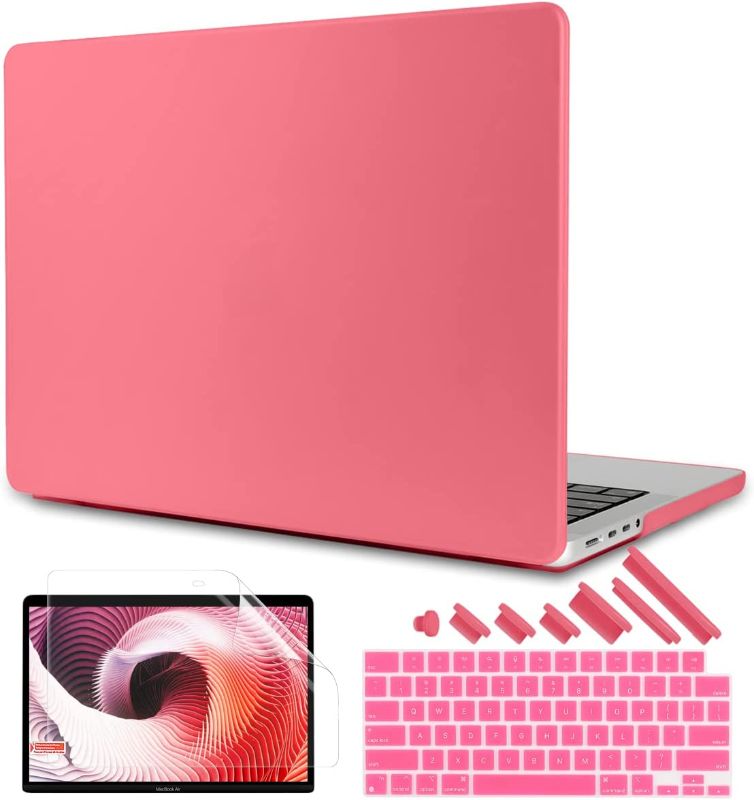 Photo 1 of TWOLSKOO for MacBook Pro 14 inch Case 2022 2021 Release Model: A2442, Frosted Hard Shell Case & Keyboard Cover & Screen Protector Compatible with New MacBook Pro 14 inch M1 Pro/Max, Watermelon Pink
