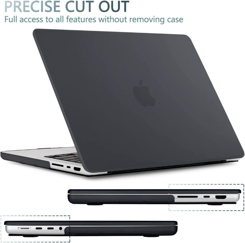 Photo 1 of TWOLSKOO for MacBook Pro 14 inch Case 2022 2021 Release A2442, Frosted Hard Shell Case & Keyboard Cover & Screen Protector Compatible with New MacBook Pro 14 inch M1 Pro/Max, Matte Black
