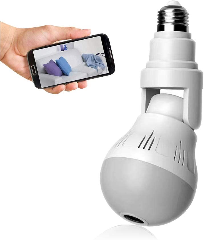 Photo 1 of WiFi Light Bulb Camera 1080P HD, Wireless 360 Degree Panoramic IP Camera, Lamp Surveillance Camera with Floodlight and Infrared Night Vision, Motion Detection, Alarm Events, V380 Pro App & PC software
