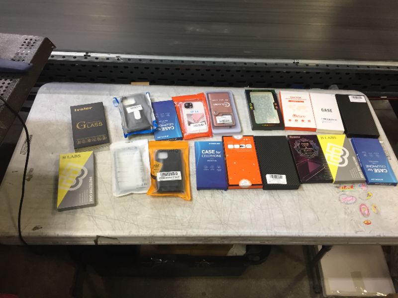 Photo 1 of Assorted phone case/ screen protector bundle, various sizes and styles 