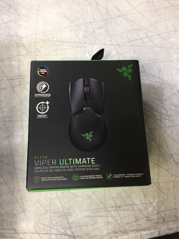 Photo 2 of Razer Viper Ultimate Hyperspeed Lightweight Wireless Gaming Mouse & RGB Charging Dock: Fastest Gaming Mouse Switch - 20K DPI Optical Sensor - Chroma Lighting - 8 Programmable Buttons - 70 Hr Battery Classic Black Mouse + Dock **BRAND NEW ITEM** 