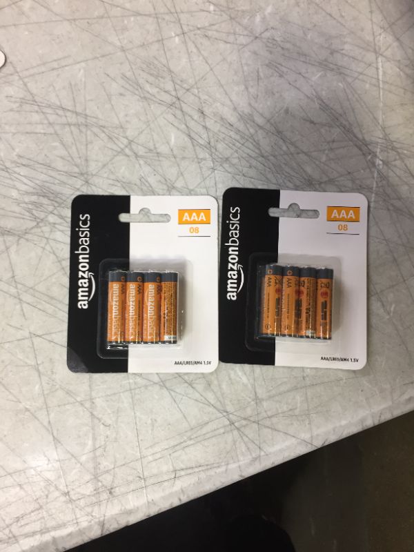 Photo 2 of 2 PK Amazon Basics 8-Pack AAA Alkaline High-Performance Batteries, 1.5 Volt, 10-Year Shelf Life

