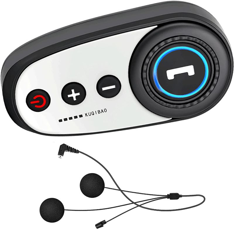 Photo 1 of KUQIBAO?Motorcycle Helmet Bluetooth Headset, Bluetooth 5.0, Waterproof, 1200 mAh Lithium Battery, Long Life, Simple Installation Without Tools (White+Soft Wheat)
