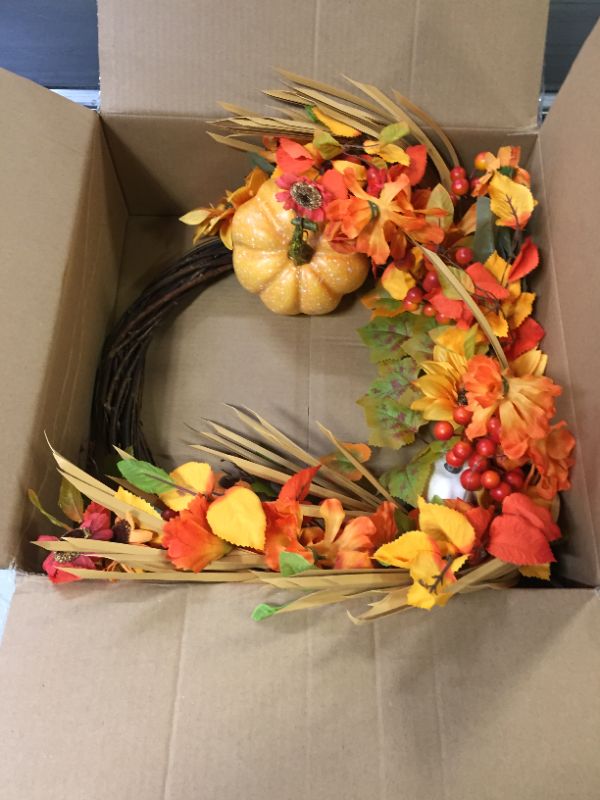 Photo 2 of BestTrendy 26 Inch Large Thanksgiving Wreath, Fall Wreaths for Front Door Outside Harvest Autumn Fall Wreath Fall Door Wreath Large Fall Outdoor Wreath for Outdoor/Indoor