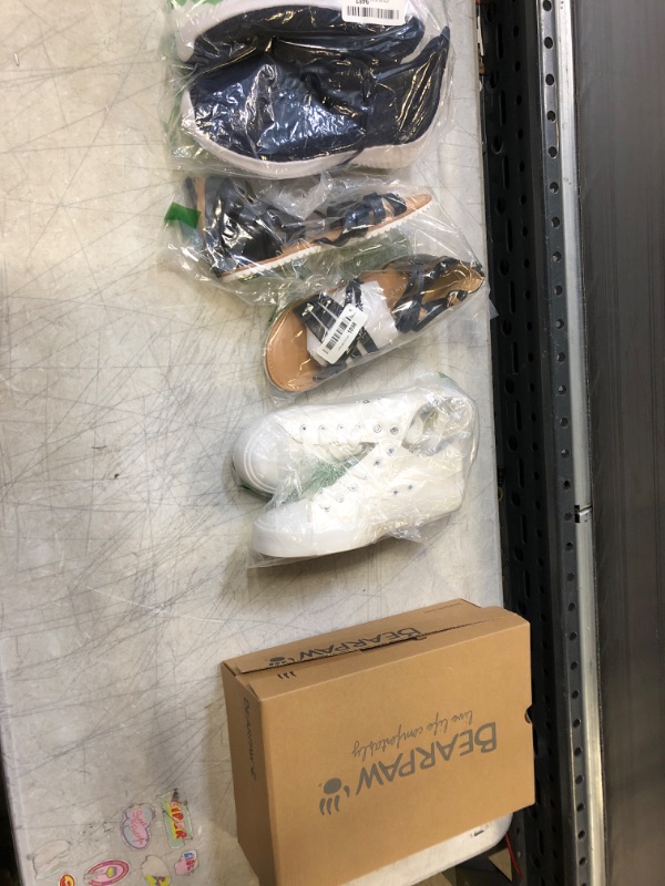 Photo 1 of BOX LOT OF USED CLOTHING & SHOES , VARIOUS SIZES & STYLES , 20 PIECES , SEE PICTURES FOR SOME SIZES 