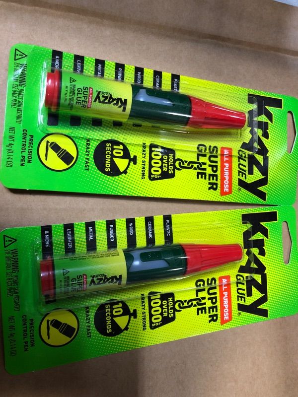 Photo 1 of 2pcs Krazy Glue, All Purpose, Precision Control Pen, 4 g
