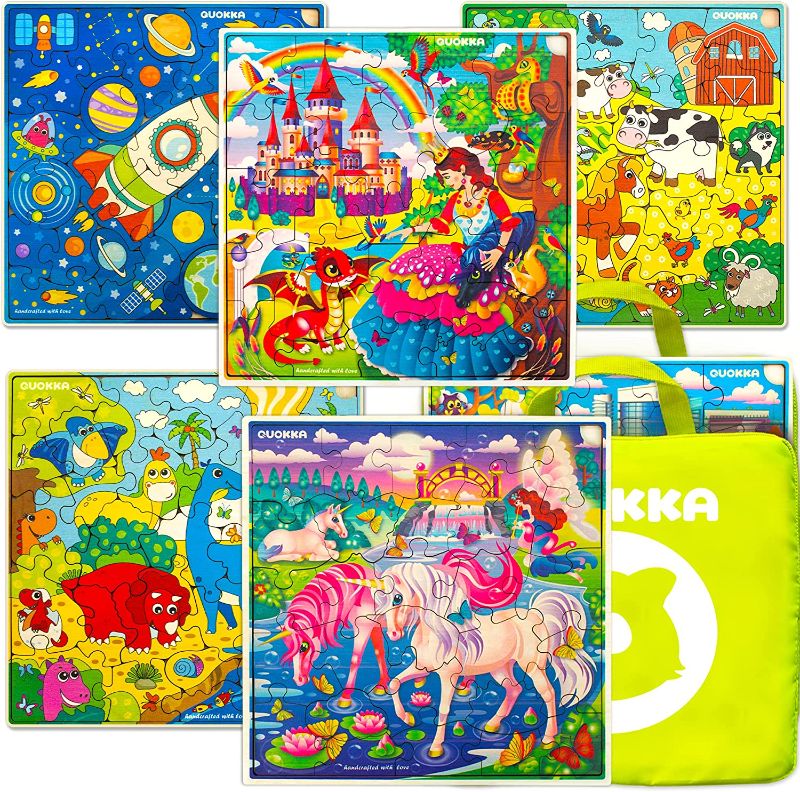 Photo 1 of Wooden Puzzles for Kids Ages 4-8 – 6 x 30 Pieces Kids Puzzles Ages 3-5 by Quokka – Wood Unicorn Toys with Princess Game for Girls and Boys 6-8-10 Year Olds
