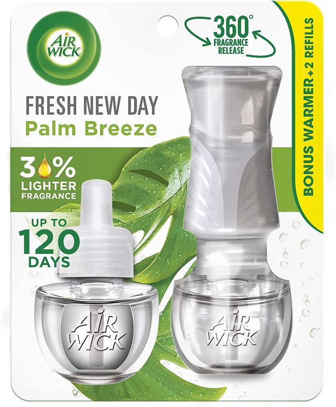 Photo 1 of Air Wick Plug in Scented Oil Starter Kit (3 Bonus Warmers + 6 Refills), Fresh New Day, Palm Breeze, Air Freshener, Essential Oils
