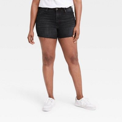 Photo 1 of 14 SIZE ----Women High-Rise Midi Jean Shorts - Universal Thread Black Wash 14

