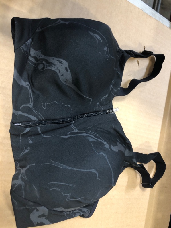 Photo 2 of 34DD---Women's High Support Sculpt Zip-Front Mesh Crossback Bra - All in Motion Jet Bla
