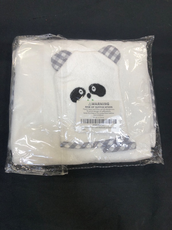 Photo 2 of Brooklyn Bamboo Baby Bath Towel Set in Panda Theme Style with Ears Super Soft