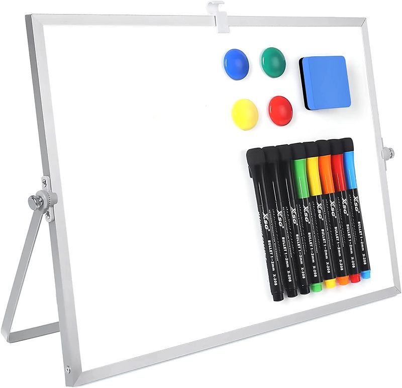 Photo 1 of Dry Erase White Board - 12''x16'' Magnetic Desktop Whiteboard with Stand, 8 Markers, 4 Magnets, 1 Eraser