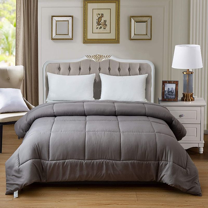 Photo 1 of All Season Down Alternative Comforter,Duvet/Insert,Microfiber Box Stiching,Ultra Soft,Comfortable (Gray, King)
