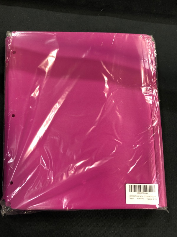 Photo 1 of Comix Plastic Folders with 2 Pocket and 3 Holes, Binder Folders with Pockets Hold Letter Size Paper for School and Office,12 Pack (A2140Pink)