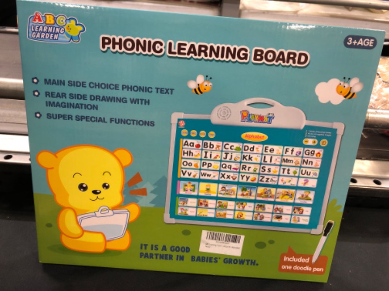 Photo 2 of ABC Learning Toys for toddlers, Interactive Educational Poster with drawing board on the Back, Electronic Alphabetic Wall Chart talking ABCs, Words for Daycare, Preschool, Kindergarten (Alphabet)+++---factory sealed