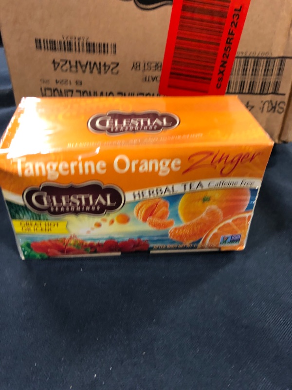 Photo 2 of 6Pack Celestial Seasonings Herbal Tea, Caffeine Free, Tangerine Orange Zinger, Tea Bags - 20 tea bags, 1.7 oz---exp date 03-2024