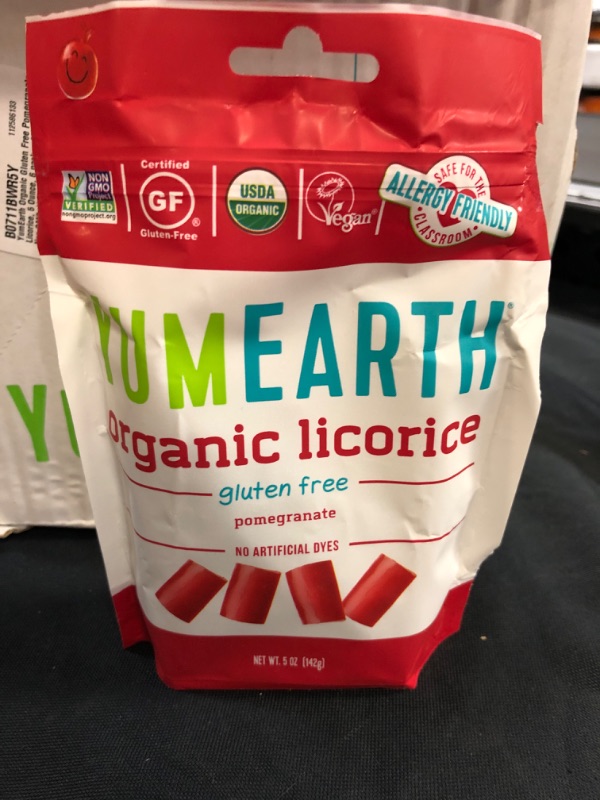 Photo 2 of YummyEarth Organics Soft Eating Licorice, Pomegranate, 5 Ounce (00268674) Pomegranate 5 Ounce (Pack of 6)----exp date 07-2024