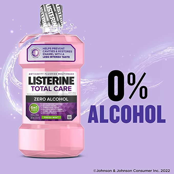 Photo 1 of 3Pack  Listerine Total Care Alcohol-Free Anticavity Fluoride Mouthwash, 6 Benefit Oral Rinse to Help Kill 99% of Germs That Cause Bad Breath, Strengthen Enamel, Fresh Mint Flavor, 1 L (3Pack) LISTERINE® Mouthwash