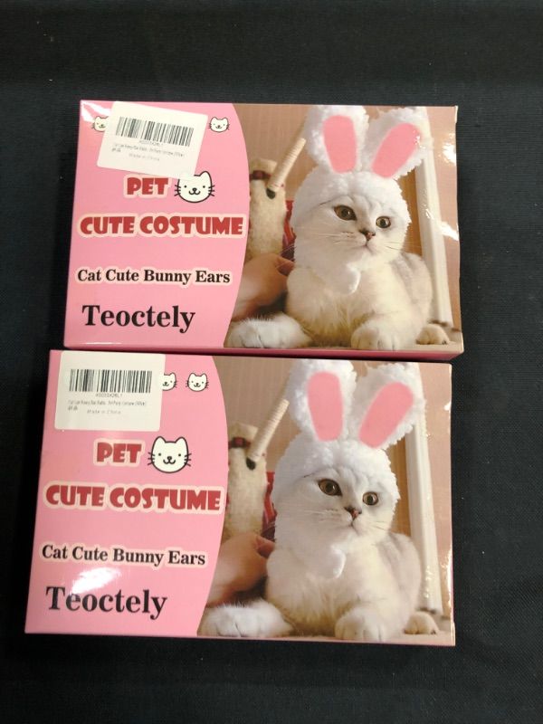 Photo 2 of 2Pack Cat Pet Costume Pet Headdress New Year Pet Hat Kitten Puppy Birthday Cosplay Hat Cat and Dog Dress Up Headdress Holiday Accessory,White Rabbit, as description