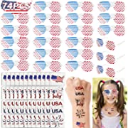 Photo 1 of ALLCOLOR 74 pcs Patriotic Party Favor of 24 pairs American Flag Shutter Glasses and 50 Tattoo Stickers 4th of July Sunglasses Accessories for Women Kids Adults, Independence Day Decoration