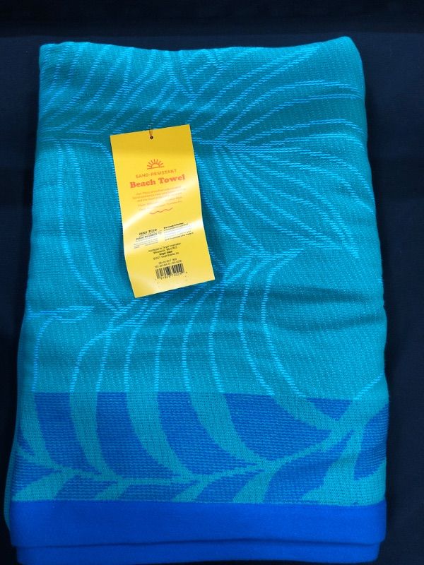 Photo 2 of XL Palm Print Sand Resistant Beach Towel Green - Sun Squad