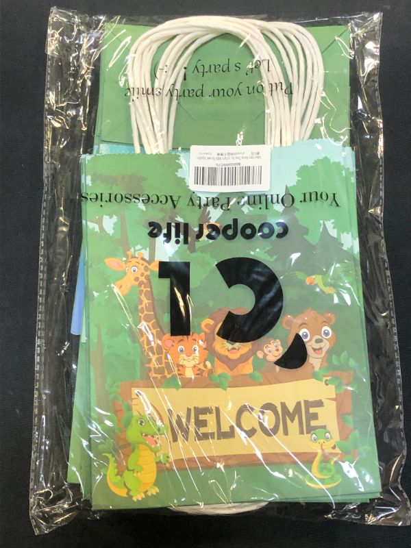 Photo 1 of 12pcs Safari Giftt Bags Jungle Animal Goodie Bags with Handles for Jungle Theme Birthday Party Favor Baby Shower Supplies
