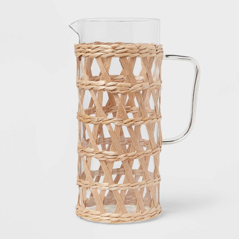 Photo 1 of 65oz Glass Natural Wrapped Beverage Pitcher - Threshold™
