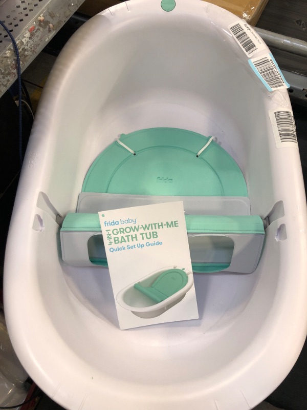 Photo 2 of 4-in-1 Grow-with-Me Bath Tub by Frida Baby Transforms Infant Bathtub to Toddler Bath Seat with Backrest for Assisted Sitting in Tub