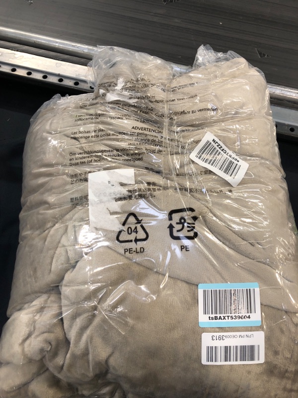 Photo 1 of Amazon Basics Ultra-Soft Micromink Sherpa Blanket - Full or Queen, Taupe