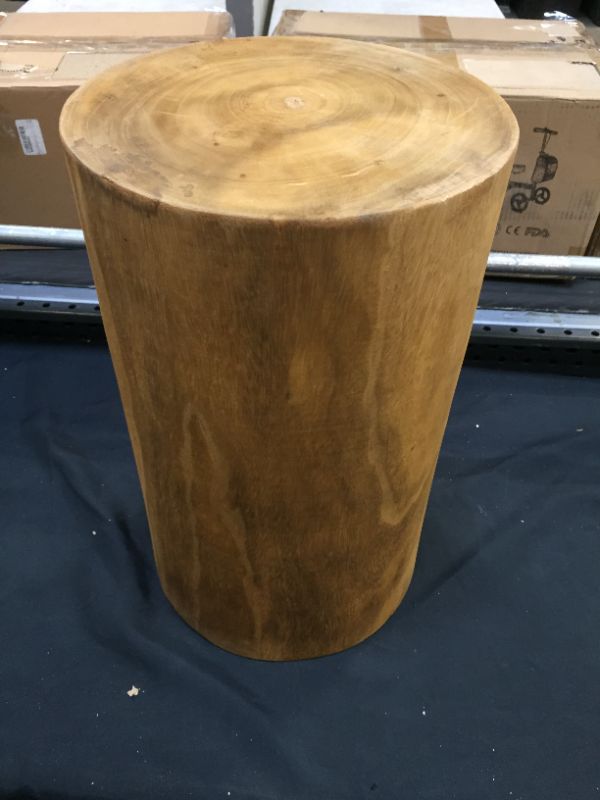Photo 1 of Athaliah Wooden Tree Stump Stool,Decorative Garden Stool Wood Stump Table Round Side Table Wood End Table,Rustic Vintage Table for Living Room Bedroom Balcony Family and Office 19.25" Tall