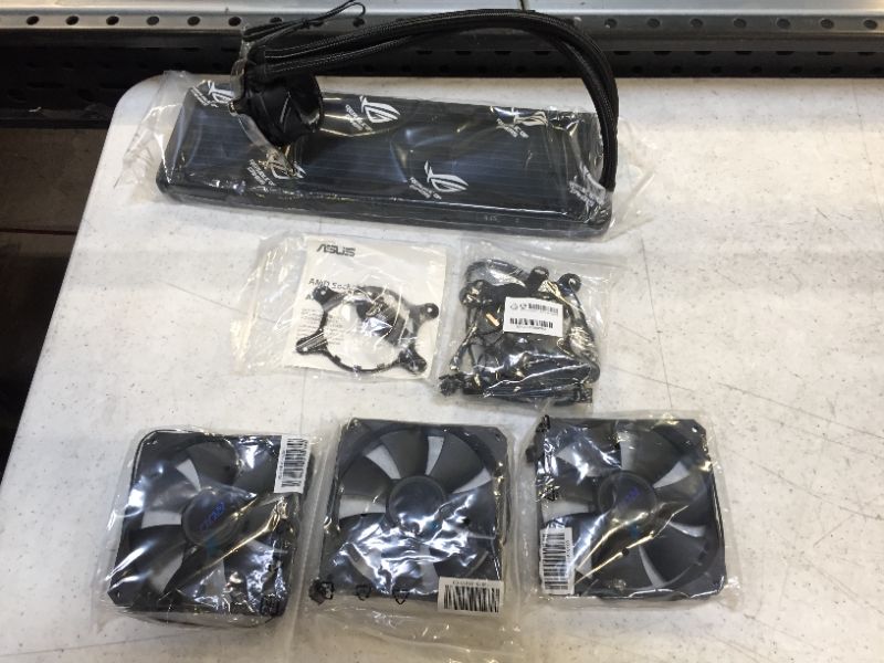 Photo 1 of ASUS ROG Strix LC II 360 All-in-one AIO Liquid CPU Cooler 360mm Radiator, Intel LGA1700, 115x/2066 and AMD AM4/TR4 Support,Triple 120mm 4-pin PWM Fans - SMALL DENTS ON RADIATOR - OPEN BOX -