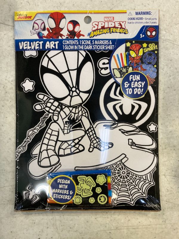 Photo 2 of Disney Junior Spidey Amazing Friends Velvet Art Poster & 1 Disney Frozen Glitter Art With 5 Markers - 4CT - 