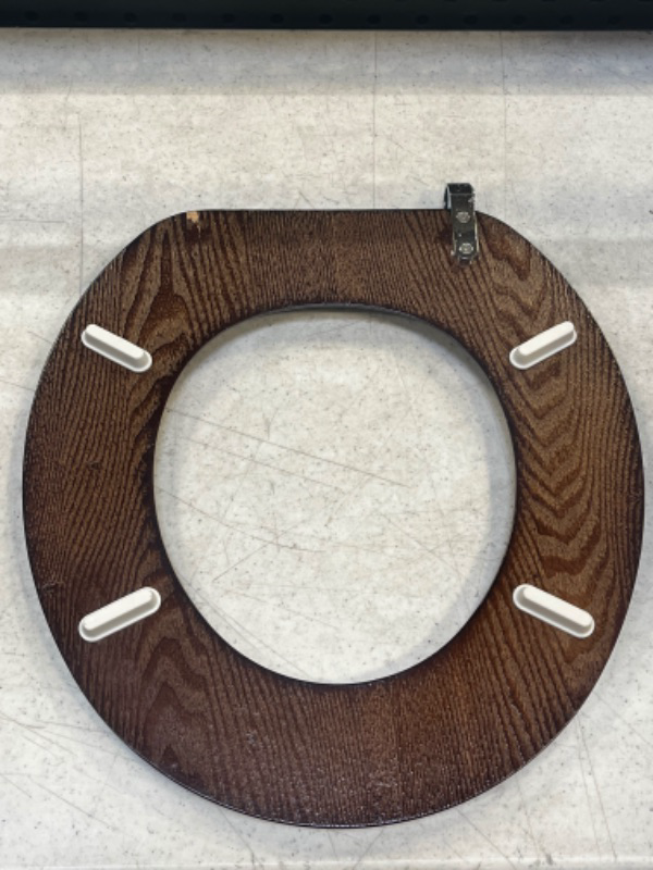 Photo 3 of Angel Shield Toilet Seat Round Wood with Slow Close,Easy Clean,Quick-Release Hinges (Round,Dark Walnut)
