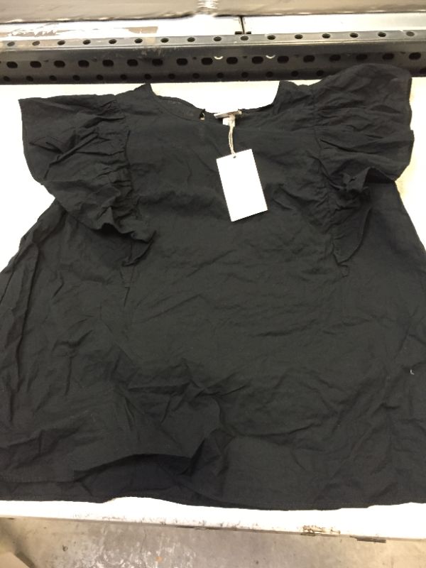 Photo 2 of A New Day Women Black Blouse Ruffle Short Sleeve Shirt, Size S
